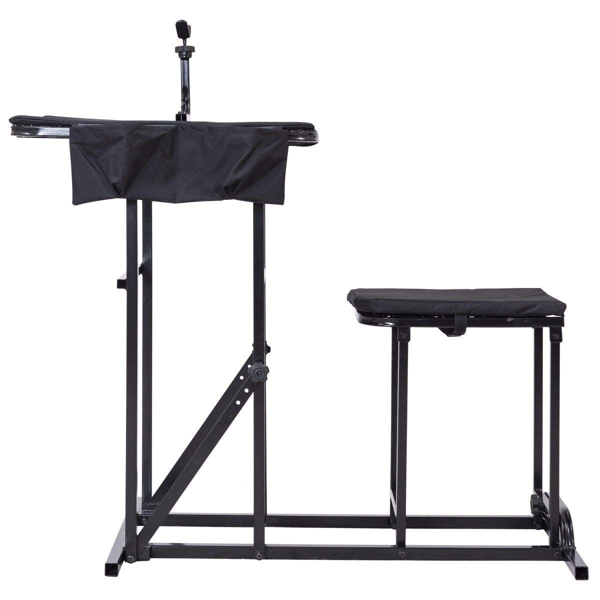 Goplus Foldable Shooting Table, Height Adjustable Shooting Bench with Adjustable Gun Rest, Ammo Pockets, Padded Seat, Portable Shooting Bench Rest for Rifles, Hunting, Outdoor