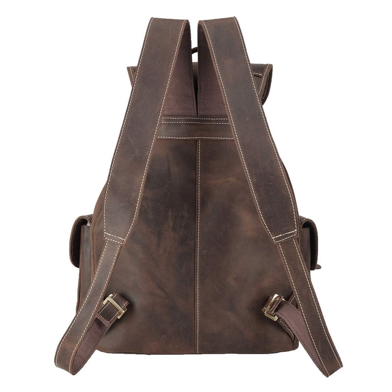 Polare Vintage Full Grain Leather Rucksack Backpack Casual Travel Satchel Bag Daypack For Men Women