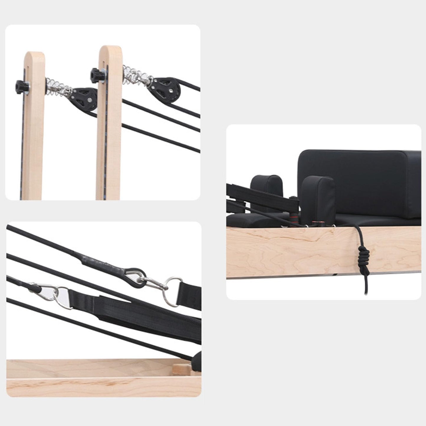 Pilates Reformer,Wood Pilates Fitness Equipment for Home and Studio,Pilates Reformer Machine with Reformer Box, Padded Jump Board