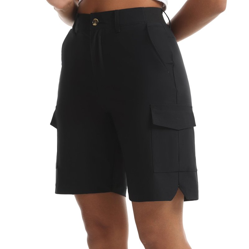 bepopotan Women's Quick-Dry Cargo Shorts - Lightweight Hiking Shorts with 5 Pockets for Athletic Golf Travel Work (Black XL)