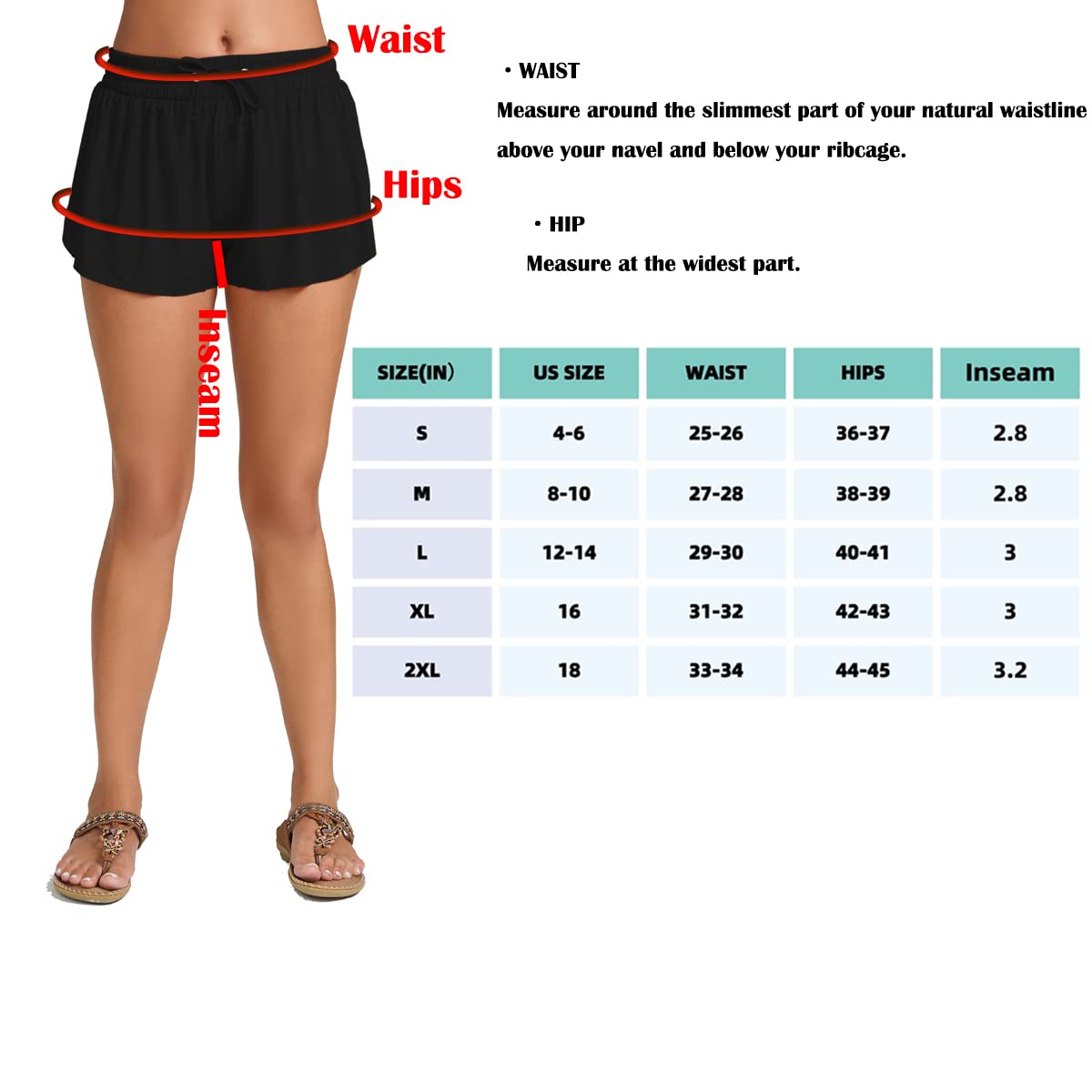 Yilisha Womens Drawstring Swim Shorts High Waisted Board Shorts Black Bathing Suit Bottoms Workout Shorts