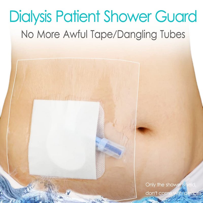 Waterproof Dialysis Port Shower Cover Pd Catheter Shower Shields Dialysis Catheter Shower Protector 9"x9" Picc Line Adhesive Bandage with Non-Stick Center Pad (Pack of 25)