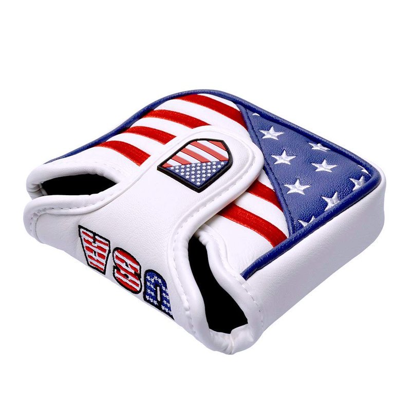 PLUSKER USA Square Heel Shaft Mallet Putter Cover, Magnetic Stars & Stripes Protector for Course