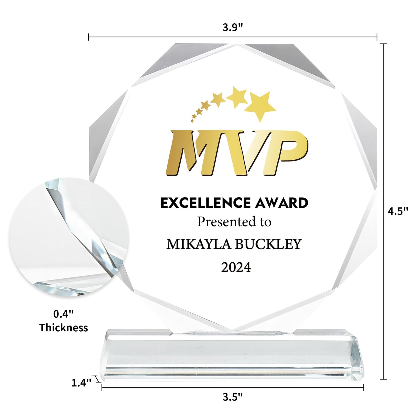 ZALHIN Personalized Crystal Trophy Award - Award for Employees- Plaques Personalized Engraved- Coworker Gift (Choose Logo/Colorful)