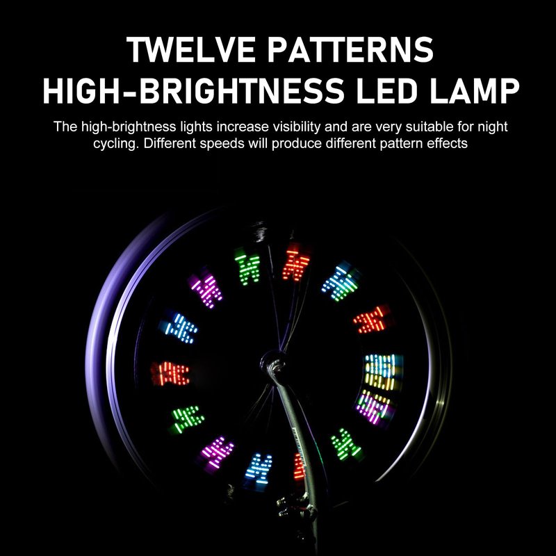 Arwrilt 2 PCS Led Bike Wheel Lights, Waterproof Bike Spoke Lights, Multi-Patterned Change Neon Flashing Lamp Bicycle Tire Valve Stem Light (Multicolored)