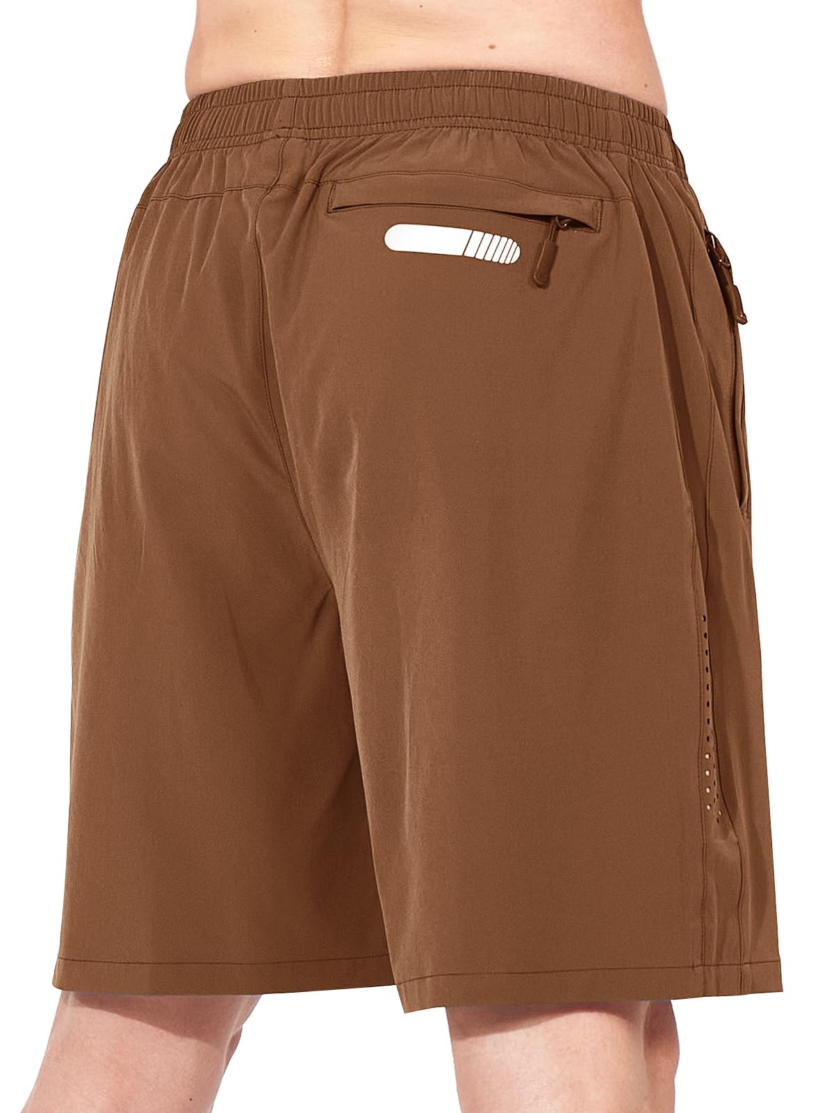 NORTHYARD Men's Athletic Running Shorts Gym Workout 7"/9"/5" Quick Dry Lightweight Sports Basketball Tennis 3 Zipper Pockets Brown 2XL