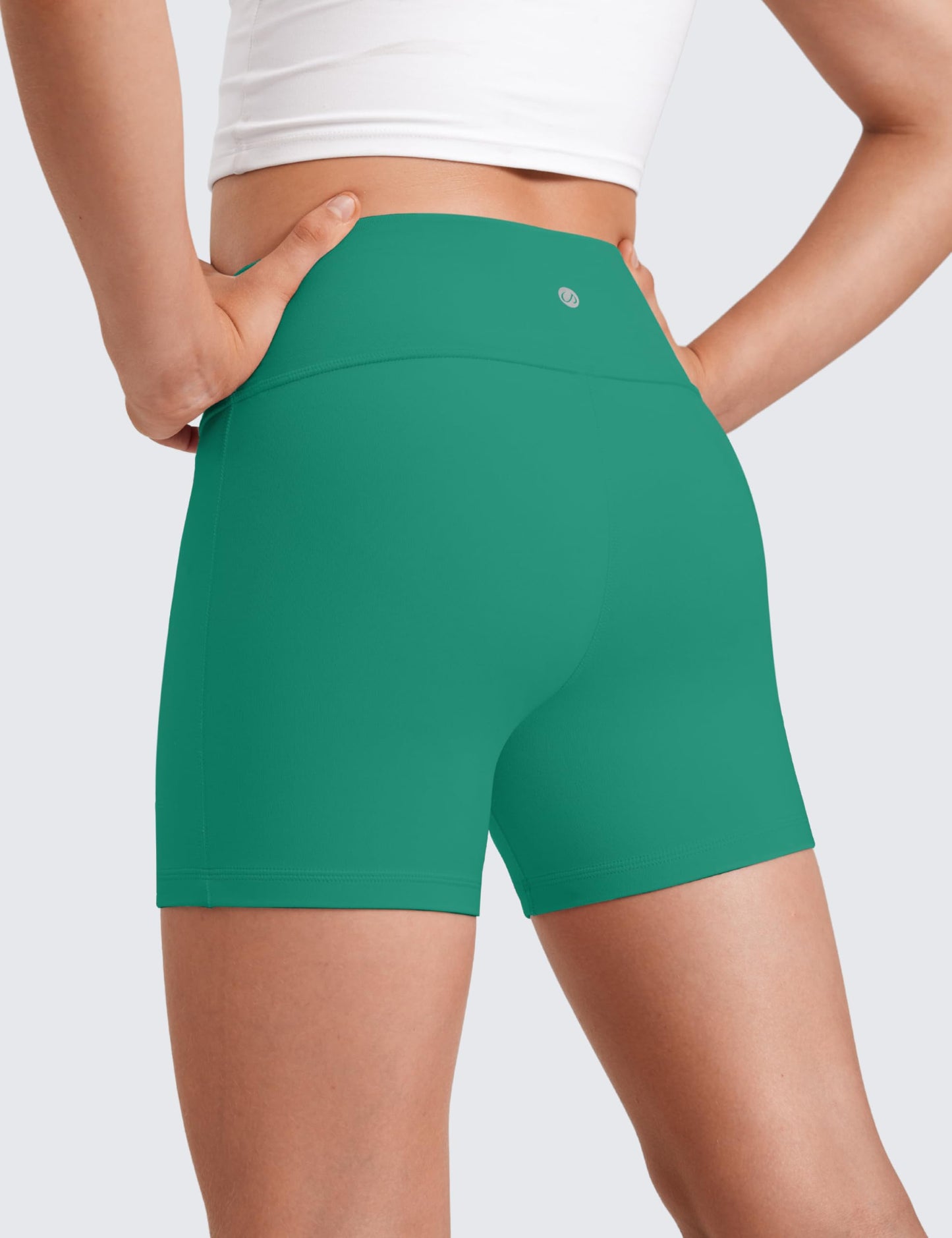 CRZ YOGA Girls Butterluxe High Waist Athletic Biker Shorts - Dance Yoga Casual Kids Teen Summer Cascadia Green Medium