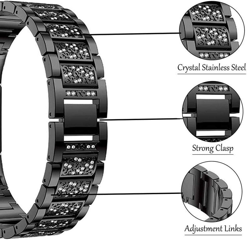 FitTurn Jewelry Bling Bands for Amazfit Bip 5 Band for Women Men, Diamond Rhinestone Bracelet Metal Strap Replacement for Amazfit Bip 5/Pace/Cheetah/Stratos 2 3/GTR 4/GTR 3/GTR 3 Pro/GTR 2/GTR 2e/GTR