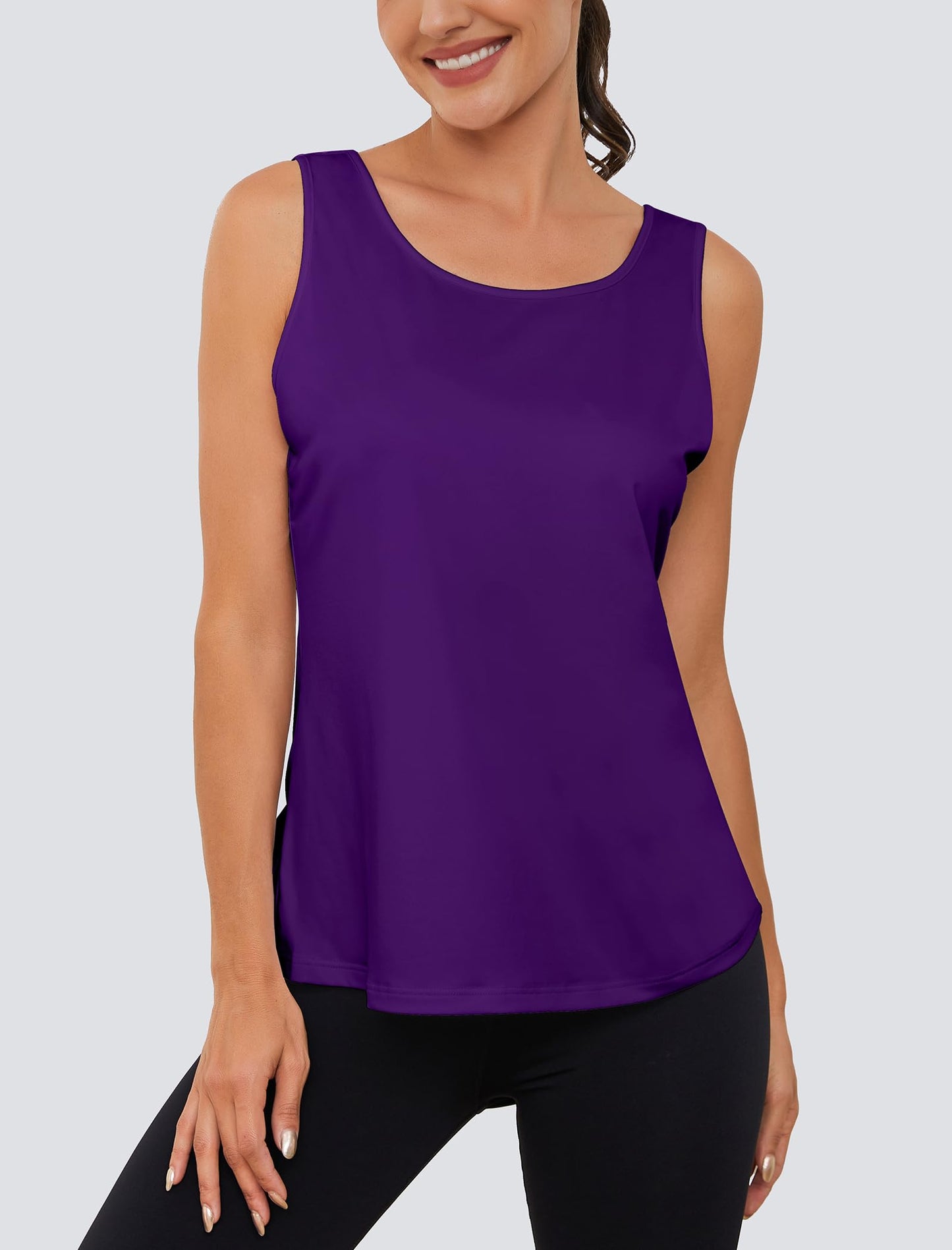 addigi Sleeveless Yoga Shirts for Women Backless Workout Tops Athletic Running Tank Tops Gym Moisture Wicking Quick Dry Shirt Deep Purple Medium