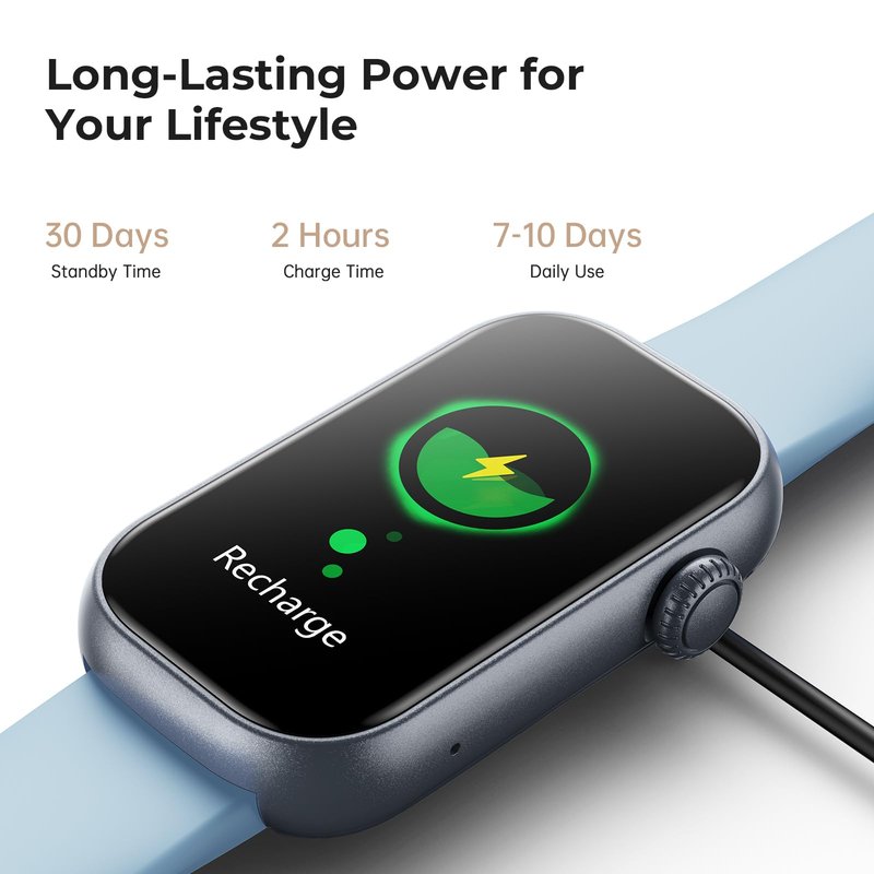 BOALZETD Fitness Tracker for Men Women, 24/7 Heart Rate, SpO2 and Sleep Monitor Health Watch, Calorie Step Counter Fitness Watch IP68 Waterproof Smart Watch for Android and iOS, Light Blue