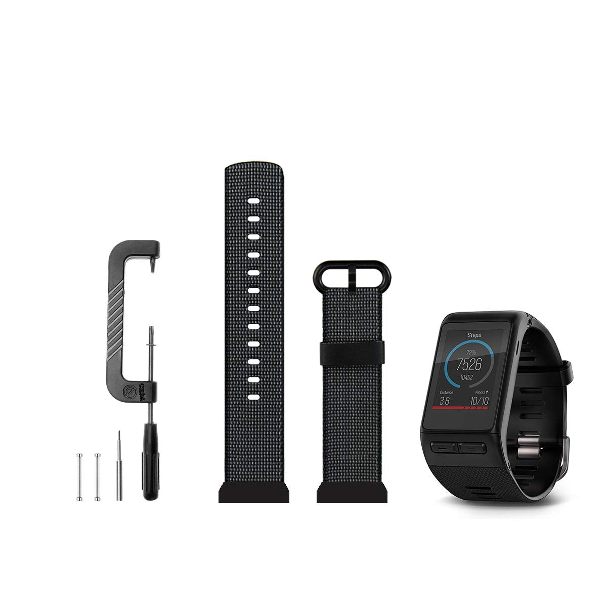 C2D JOY Classic Nylon Weave Band Compatible with vivoactive HR Watch Bands Replacement Accessory Strap - Large (Black)