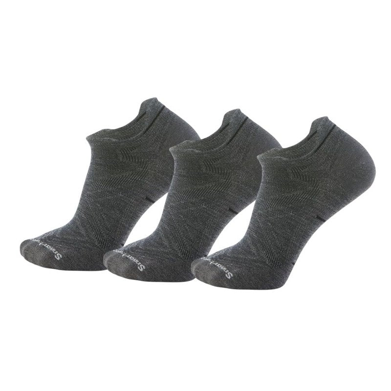 Smartwool Men's Run Zero Cushion Low Ankle Socks 3-Pack, Medium Gray, Large