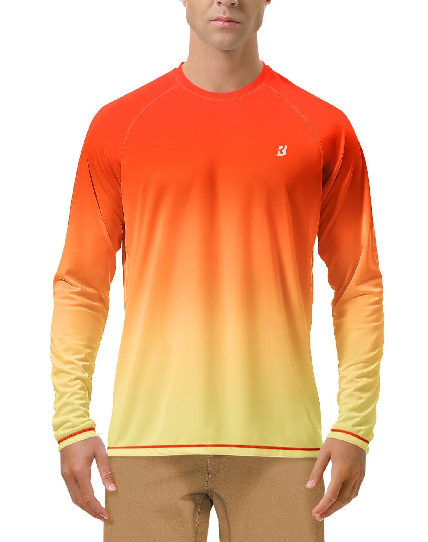 Roadbox Mens UPF 50+ Long Sleeve SPF Diving Rash Guard UV Sun Protection Shirts for Outdoor Fishing Hiking Swimming Running