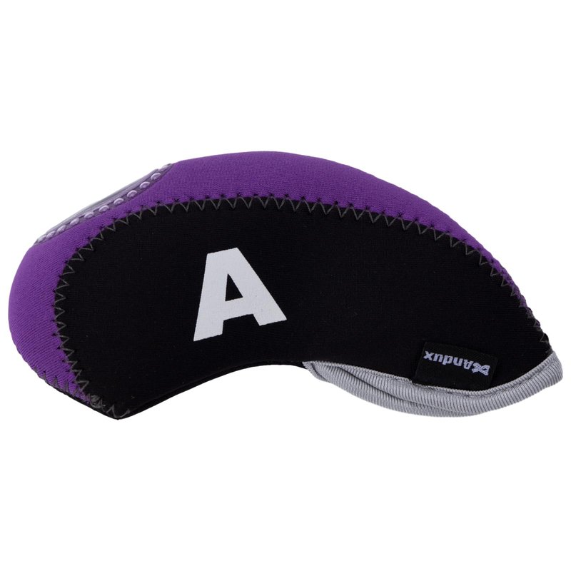 Andux Number Print Golf Iron Club Head Covers with Transparent Window 10pcs/Set Black/Purple