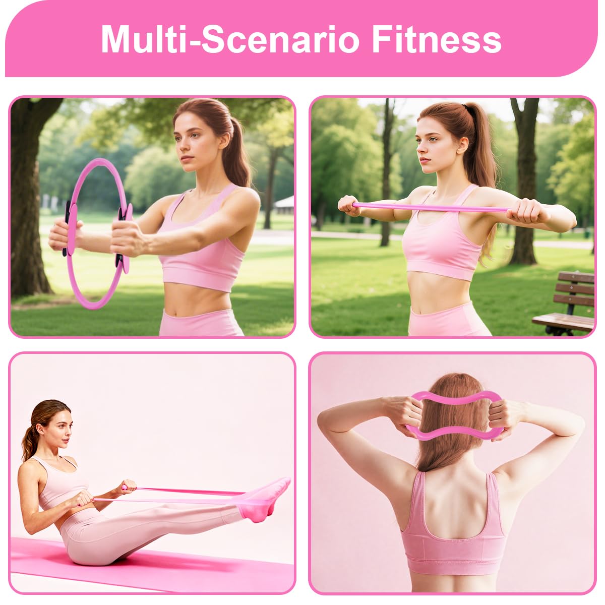 CoreHarmony Pilates Essentials Kit for Women for Home Workouts, Beginner Pilates Workout (Red)