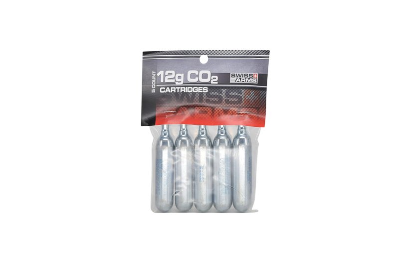 Swiss Arms 12gm CO2 Catridge (5-Pack) , Black, (CO25B)