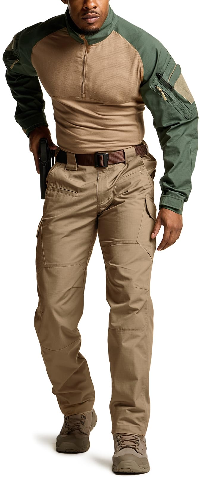 CQR Men's Tactical Pants, Water Resistant Ripstop Cargo Pants, Lightweight EDC Work Hiking Pants, Outdoor Apparel, Raider Cougar, 30W x 30L