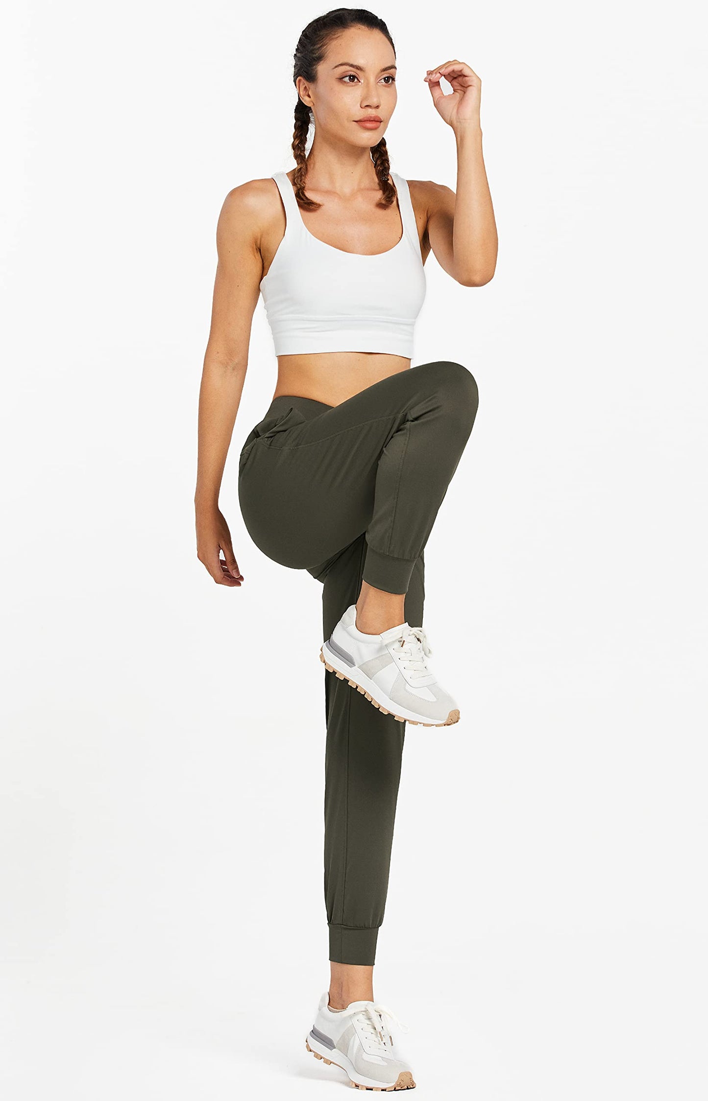 Libin Women's Joggers Pants Athletic Sweatpants with Pockets Running Tapered Casual Pants for Workout,Lounge, Olive Green S