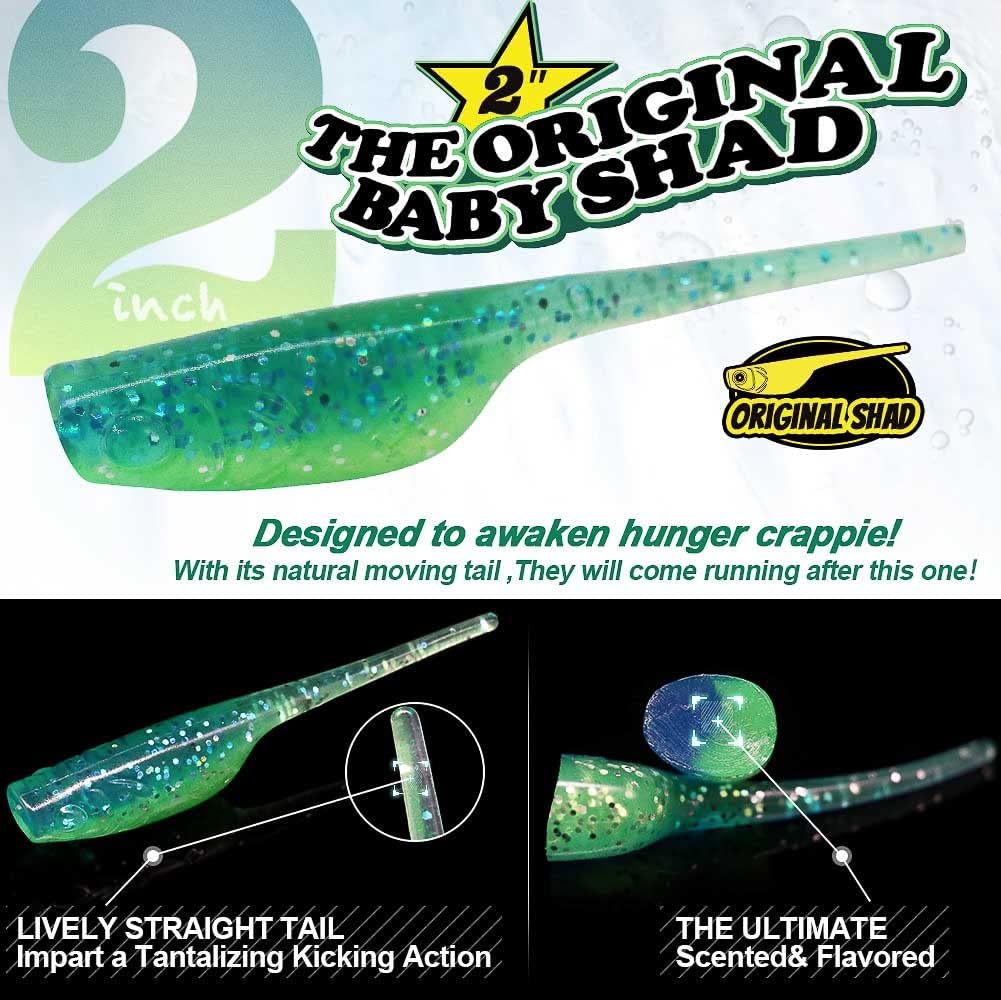 Crappie Fishing Lures Kit - Shad Minnow Plastic Baits & Jig Heads | 40 & 135 Piece Sets