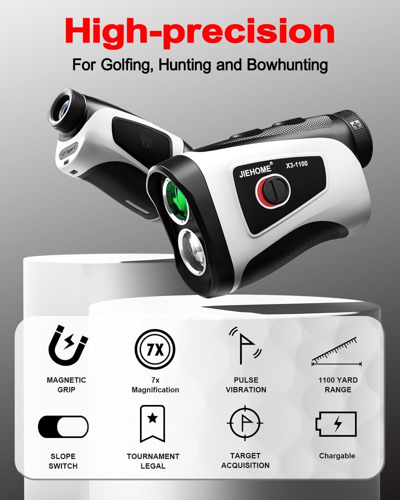 Golf Rangefinder with Slope Magnetic, 660/1100YDS, 7X Magnification, 5 Modes, Flag Pole Locking, Vibration, Range Finder Golf Tournament Legal, Rechargeable Golf Accessories Gift for Men, Pure White