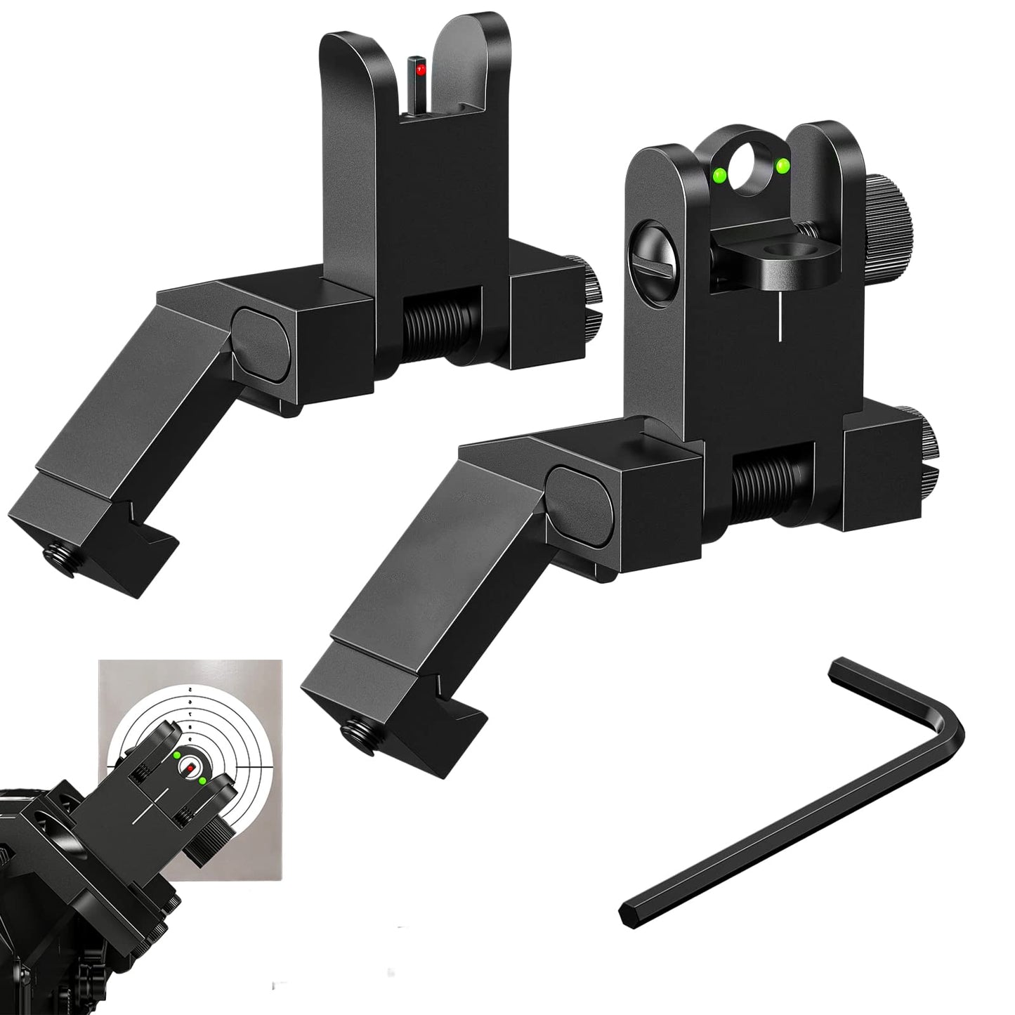 45 Degree Offset Flip Up Iron Sights | Aluminum Flip Up Sights | Canted Iron Sights Flip Up for Picatinny Rail Metal | Low Profile Flip Up Iron Sights