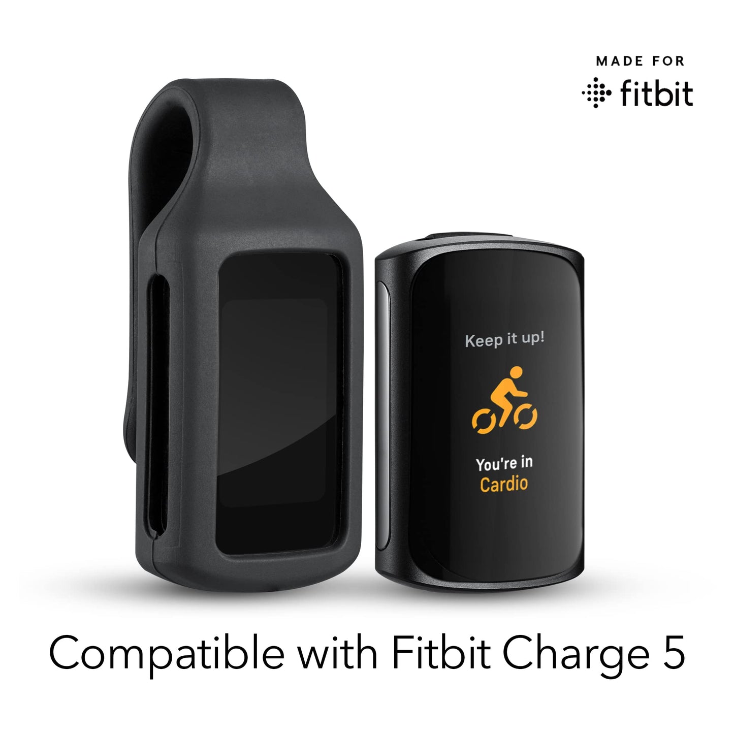 Wasserstein Clip Holder Compatible with Fitbit Charge 5 (1-Pack, Black)