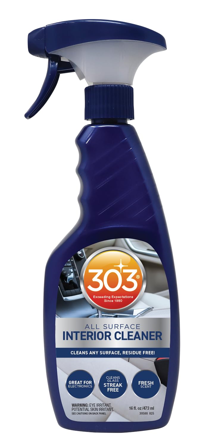 303 Products Interior Cleaner for Cars, All-Surface Auto Cleaner – Safe on Touch Screens & LCD, Residue-Free, Streak-Free Finish for Glass & Dash, 16 oz