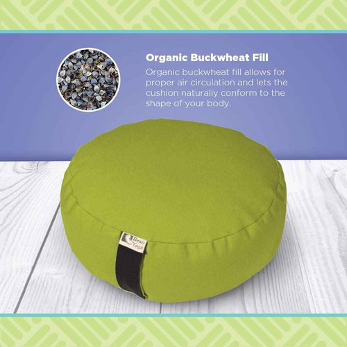 BEAN PRODUCTS Zafu Meditation Pillows for Sitting on Floor, Yoga Cushion, Cotton/Buckwheat fill Yoga Pillow, Zafu Meditation Cushion, Zen Kneeling Prayer Pad- MADE IN USA - 14" ROUND - STONE GRAY