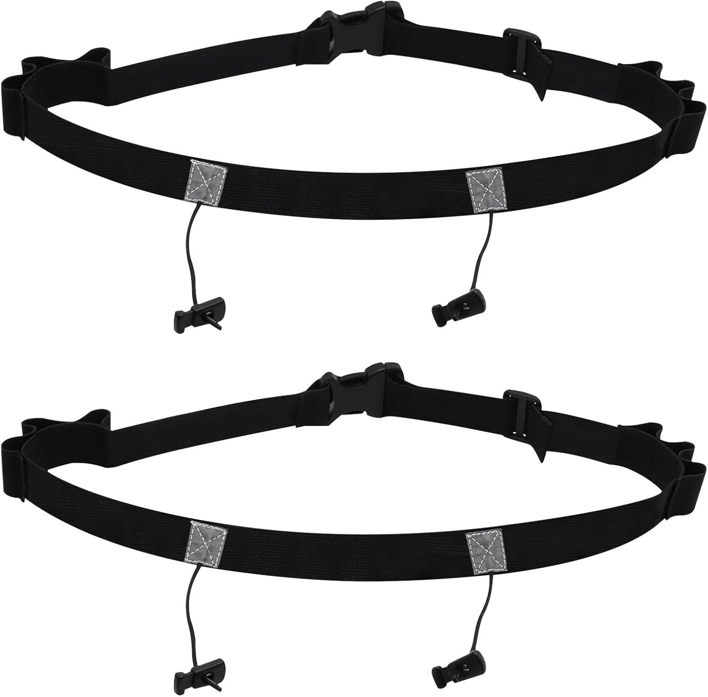 Race Number Belt - 2-Pack Bib Belts with 6 Energy Gel Loops | No Safety Pins for Marathon & Triathlon Running