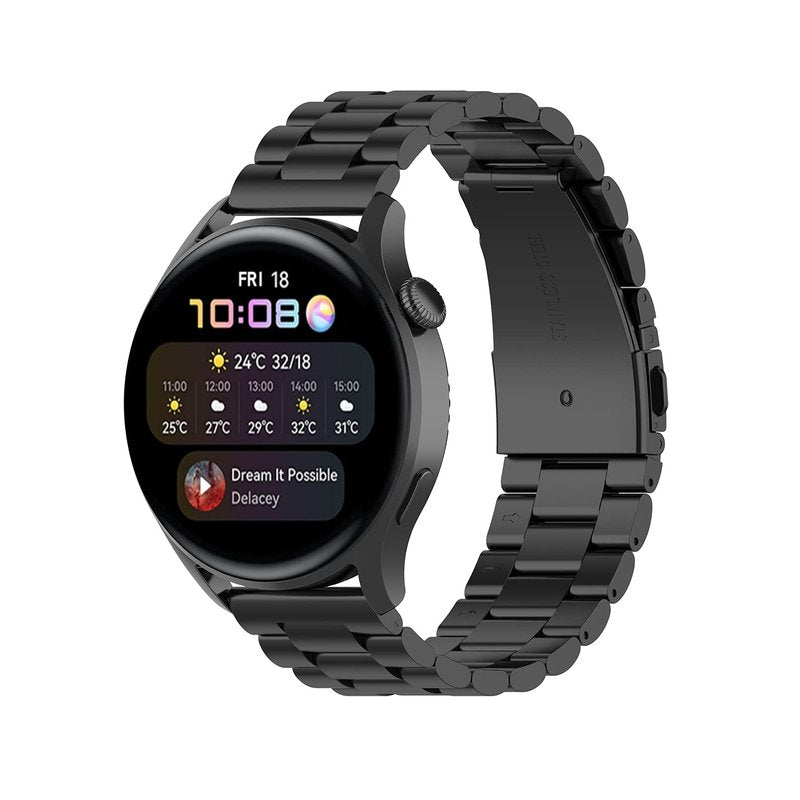 22MM Metal Watch Band Compatible with Amazfit GTR 4/GTR 3/GTR 3 Pro/Bip 3/GTR 2 Bands for Women Men Mesh Stainless Steel Replacement Band Bracelet Straps Wristband Smartwatch Accessory (Black)