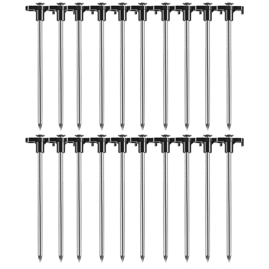 Tiomues 20 PCS Metal Tent Stakes, 7 Inch Professional Windproof Ground Stakes for Outdoor Camping Tent Canopy