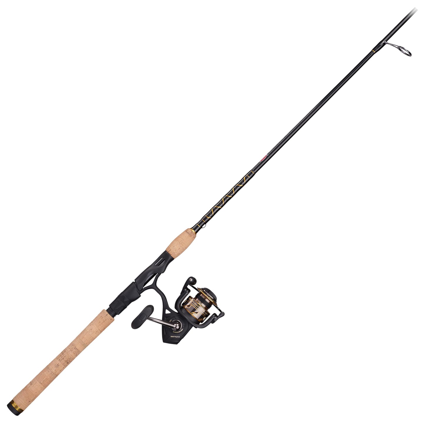PENN 6’6” Battle III Fishing Rod and Reel Spinning Combo, 6’6”, 1 Graphite Composite Fishing Rod with 6 Reel, Durable, Break Resistant and Lightweight,Black/Gold