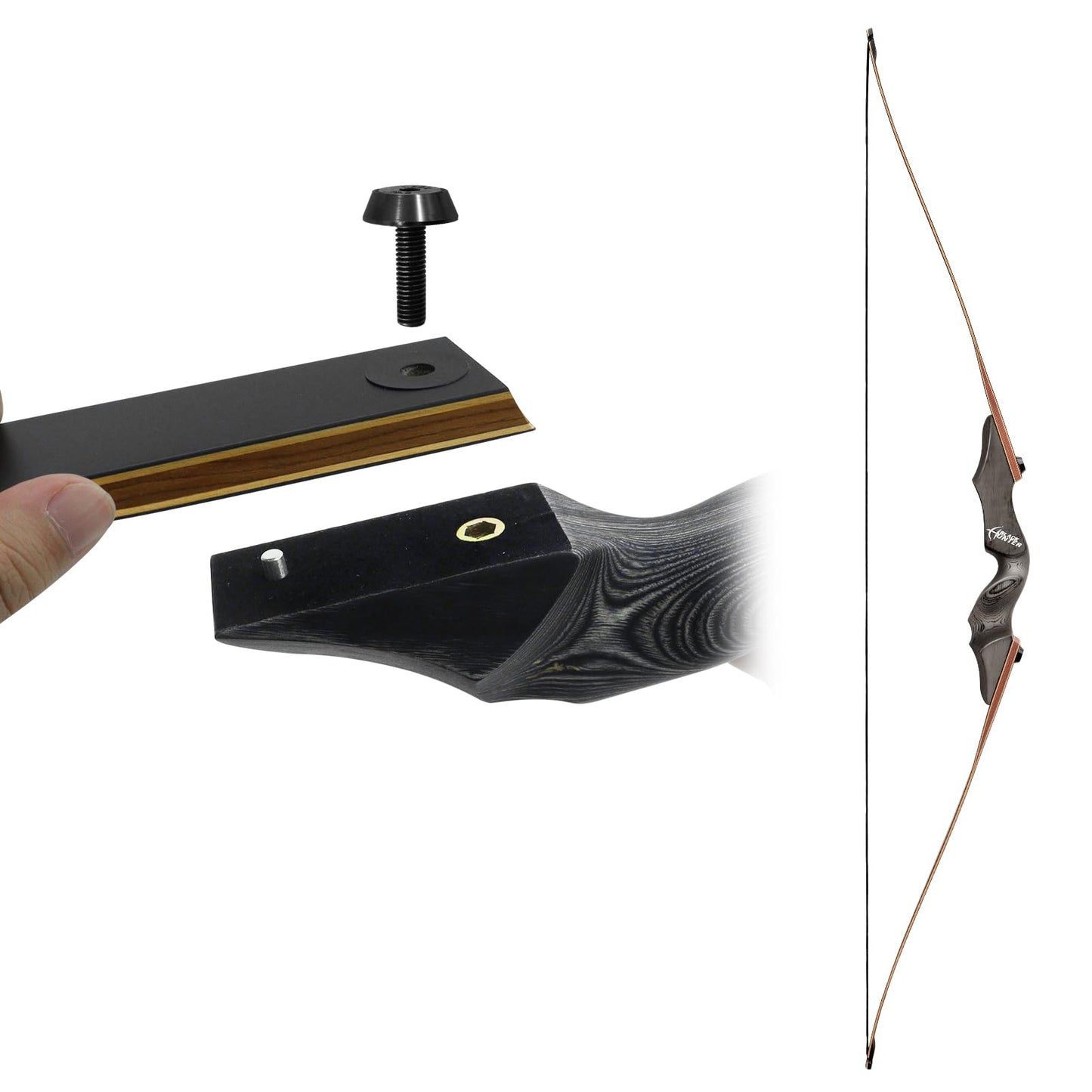 HANDBAIGE Replacement Longbow Limbs for 60'' Black Hunter Bow Riser 20-60lbs Archery Hunting Longbow Limb with Hard Maple (20LBS)