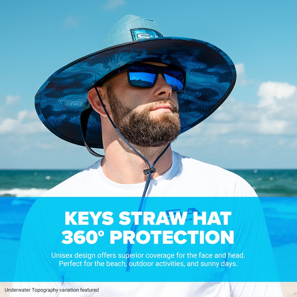 New Premium Keys Straw Hat for UV Sun Protection | UPF 50+ Sun Protection, Adjustable Drawstring, Universal Size | by SA Co. | Ideal for Beach, Fishing, Outdoor Activities | Hawaiian Surf