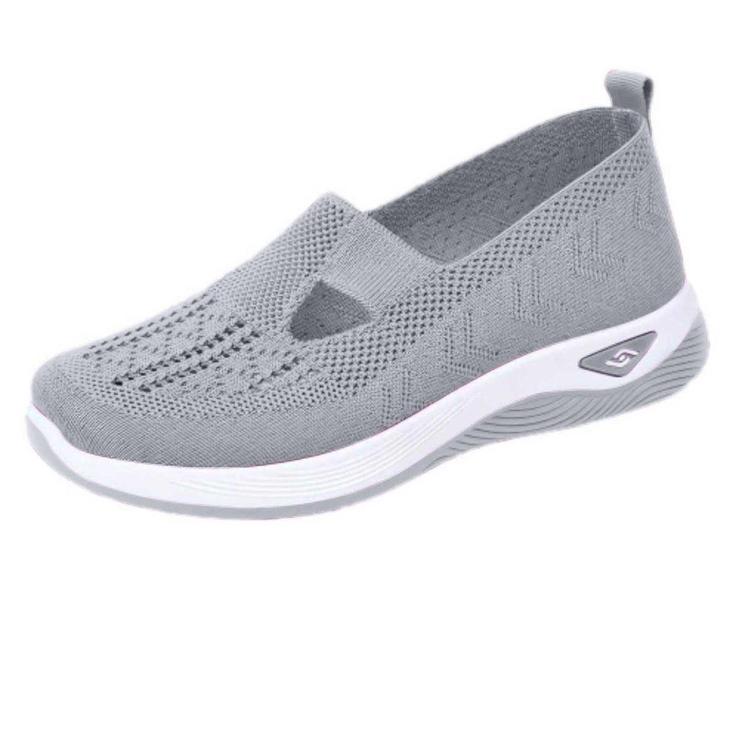 Generic Womens Slip on Sneakers Women's Slip on Sneakers Shoes Woven Orthopedic Breathable Soft Shoes Walking Diabetic Foam Shoes Hands Free Slip in V-667 Gray 6.5