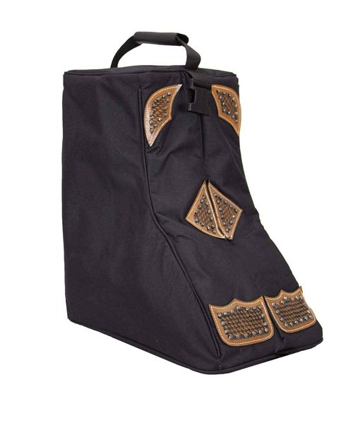 Tahoe Premium Durango Western Boot Carry and Storage Bag - Three Layer Waterproof Padded Construction with Shoulder Strap & Padded Hand Grip - Hand Tooled Basket Weave Leather Accents