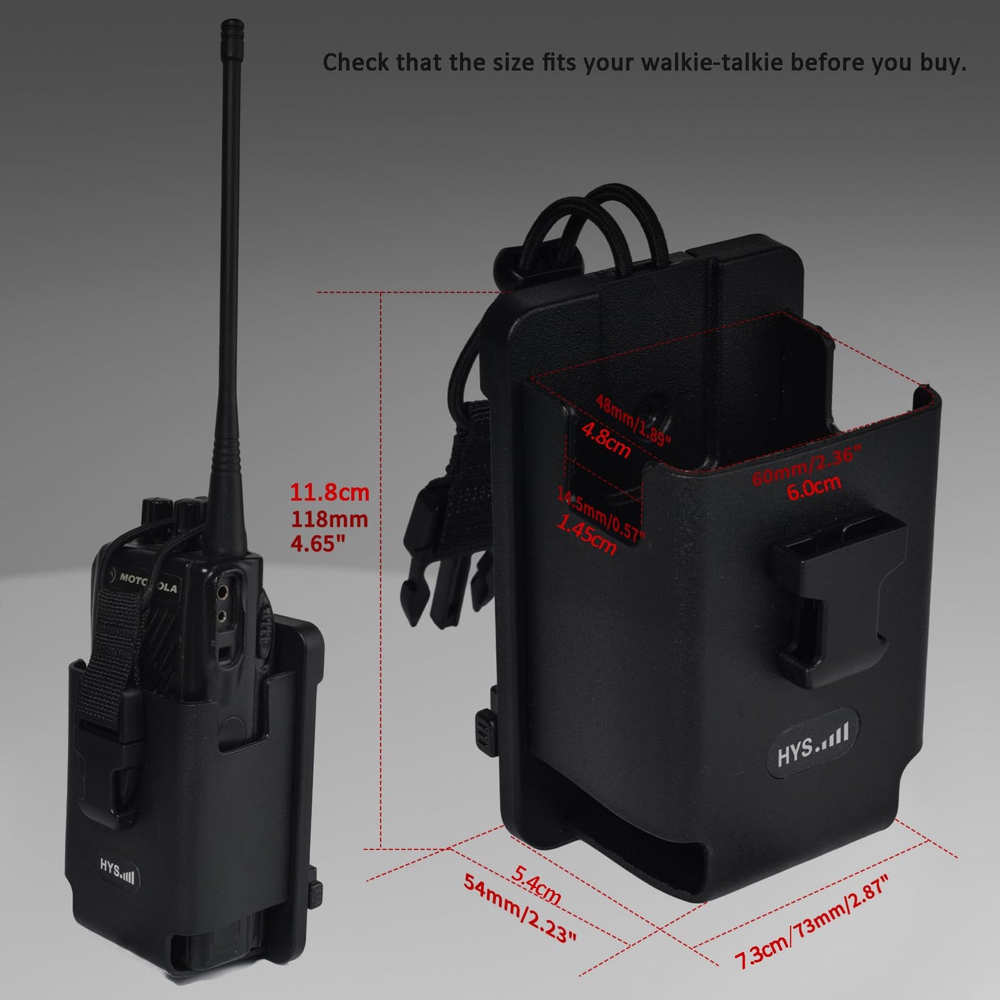HYS Tactical Handheld Two Way Radio Holster - Portable Radio Case (TPU) with Belt Clip & MOLLE Attachment for Belt, Vest, or Pack, for Walkie-Talkie, Security, EMS, Law Enforcement Duty Gear