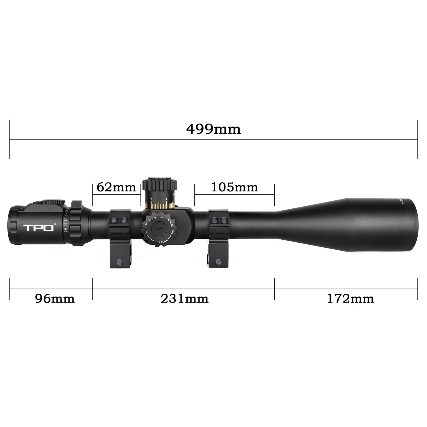 KT12-60X60SAL Long Range Rifle Scope 35mm Tube Side Parallax Adjustment with Scope Rings (MIL Reticle)