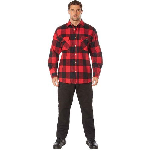 Extra Heavyweight Brawny Flannel Shirt (Small/Red & Black)