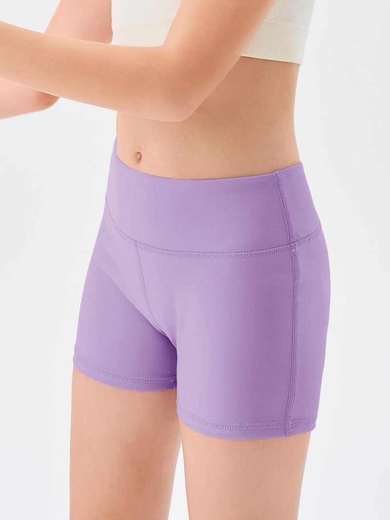 Girls Athletic High-Waisted Yoga Dance Biker Shorts - Comfy Gymnastics Shorts for Ages 5-14