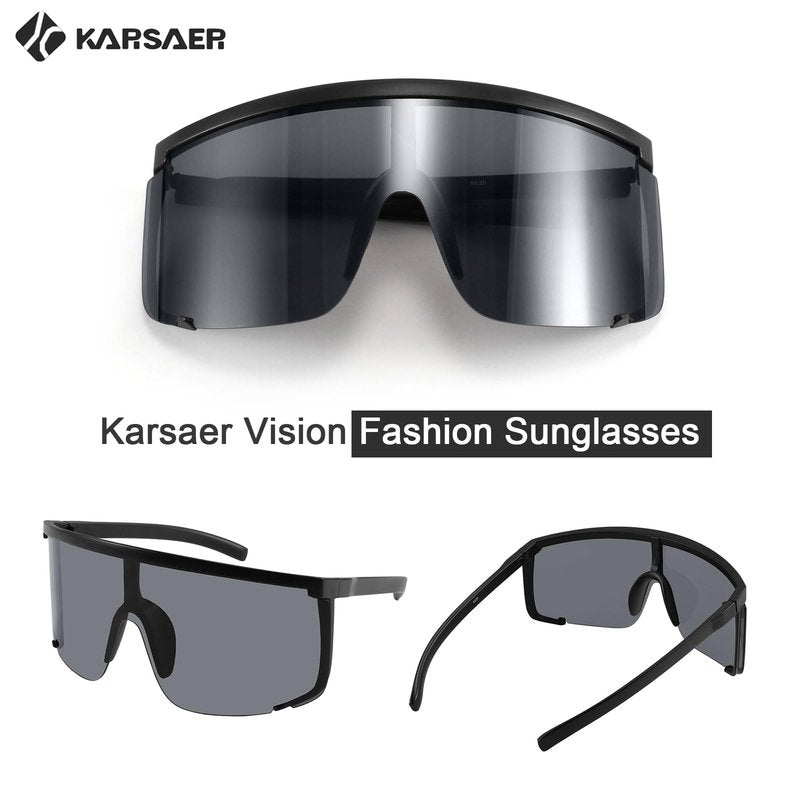 Karsaer Vision Shield Sunglasses for Men Women Oversized Neon 80s 90s Visor Shades Sports Style Outdoor Cycling Ski