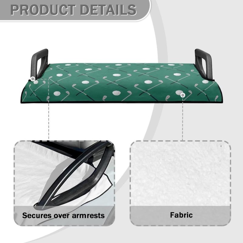 TODIYADDU Green Golf Balls Universal Golf Cart Seat Covers for Women Machine Washable Distinctive Golf Accessories Club Car with Armrests Easy Install for All Weather Conditions for Sightseeing Cars