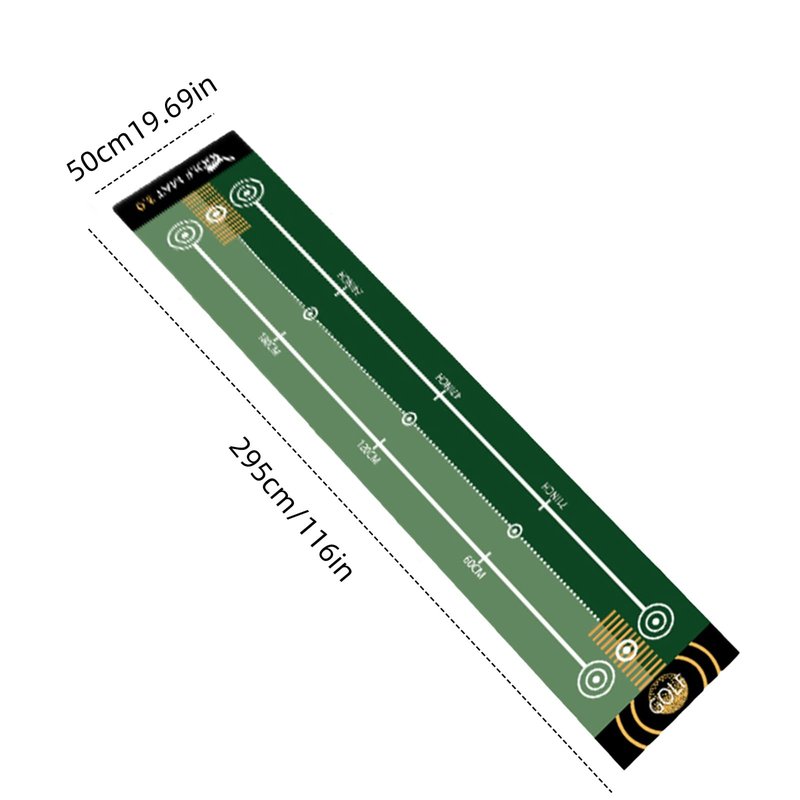 1 Piece Green Golf Mat, Size 19.69 Inch x 116 Inch, Portable Washable Non-Slip Putting Green Mat, Suitable for Home, Office, Outdoor Use, Party Team Building Activities.