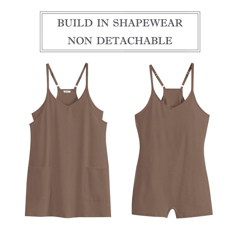 ANRABESS Women Athletic Dress Summer Tennis Workout Active Sports Mini Romper Dress Built in Shorts Travel Vacation Clothes Coffee XX-Large