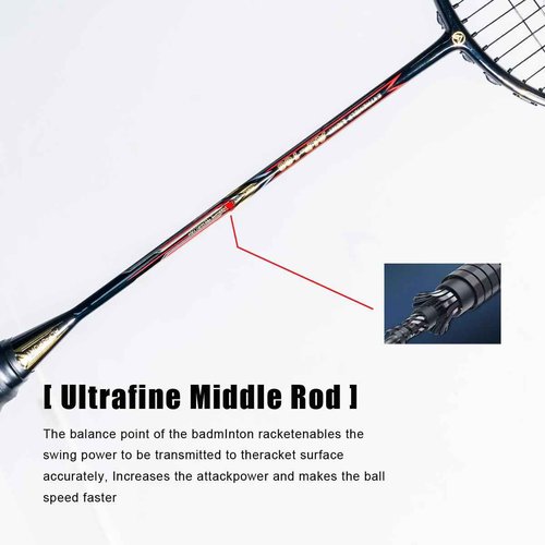 ALPSPORT ALP-188 Air 10U G5 Super Light Professional Full Carbon Fiber Badminton Rackets Set of 2, Graphite Padel Badminton Racquets for Outdoor Backyard Sports Including 1 Carrying Bag (Black)