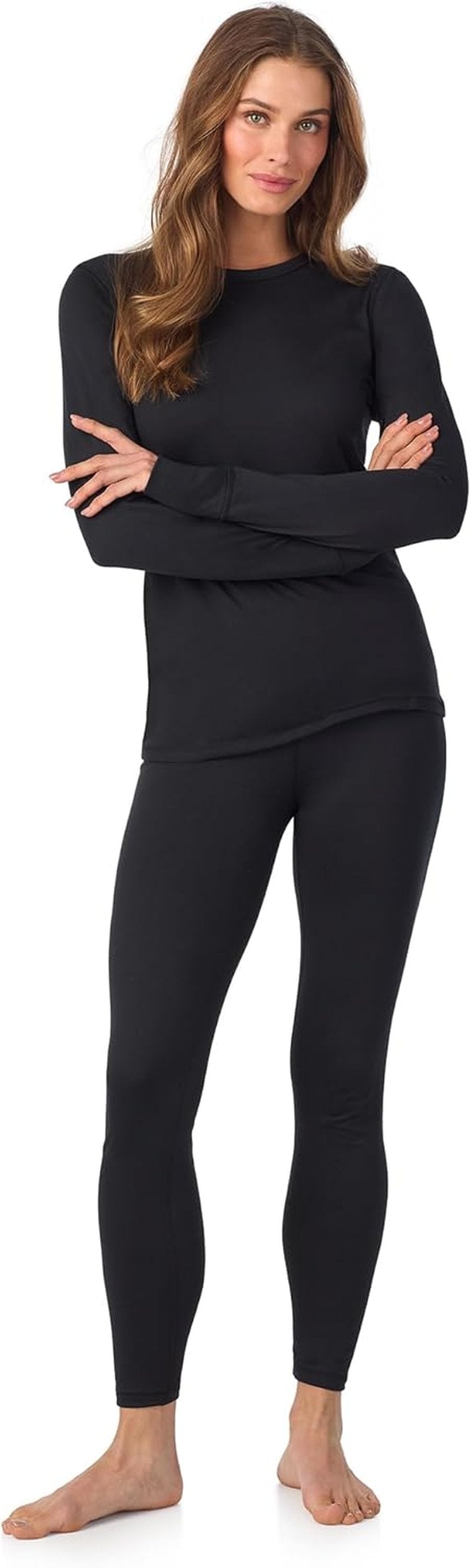 Cuddl Duds Women's Thermal Set | Heavyweight Fleece Lined Long Sleeve Top & Leggings for Cold Weather
