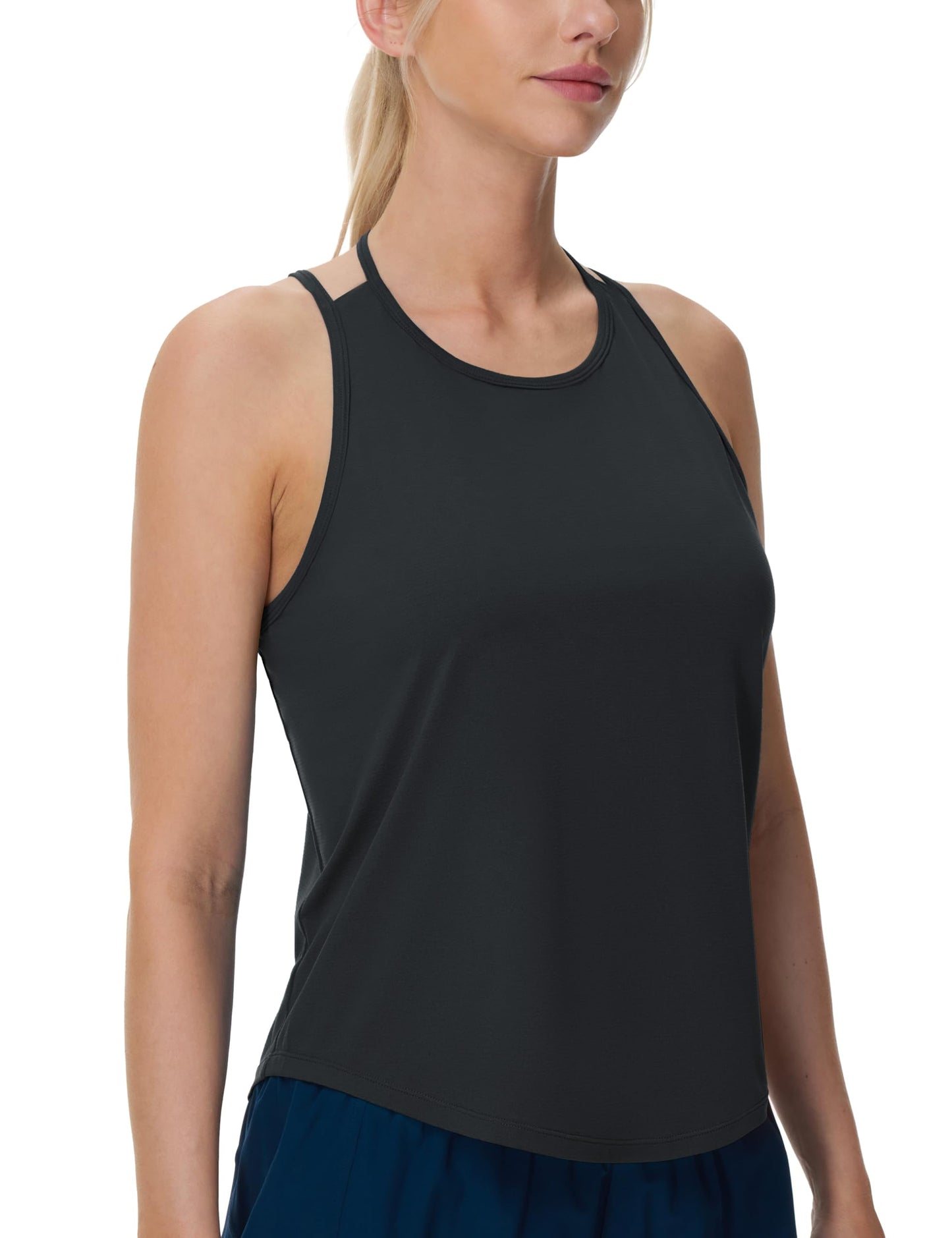 THE GYM PEOPLE Womens Racerback Workout Tank Tops Lightweight Stretchy Sleeveless Running Athletic Yoga Tee Shirts Black