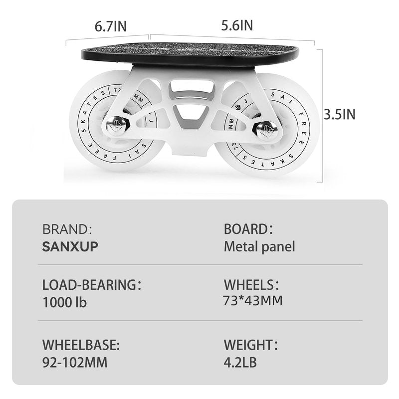 Freeskates with Metallic Surface, White Flashing Wheels, Dual Axle Distance Support, Suitable for Both Adults and Children's Roller Skating and Inline Skating ShoesDrift Board