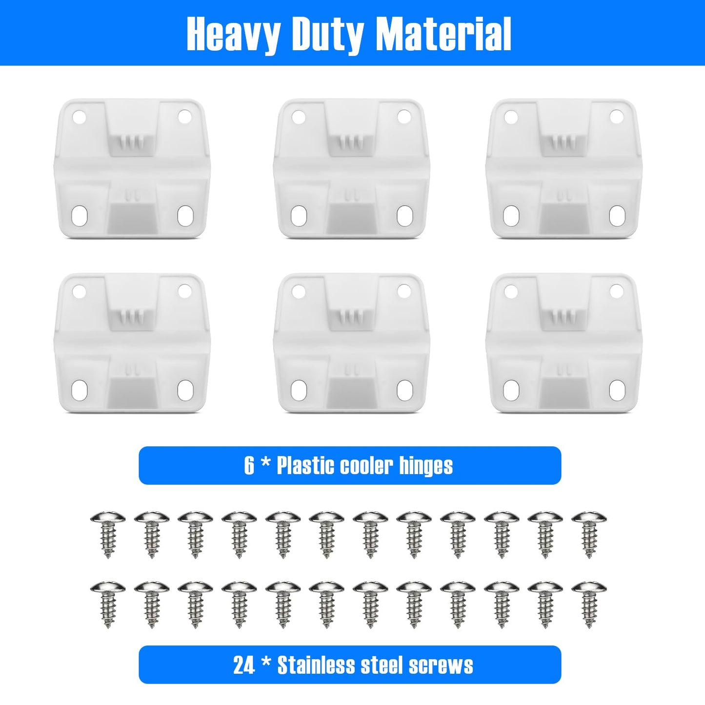 Cooler Hinges with Screws Set - Compatible with Coleman Camping Coolers Plastic Hinges, 6 Pack Ice Chest Coolers Hinges with 24 Pcs Screws