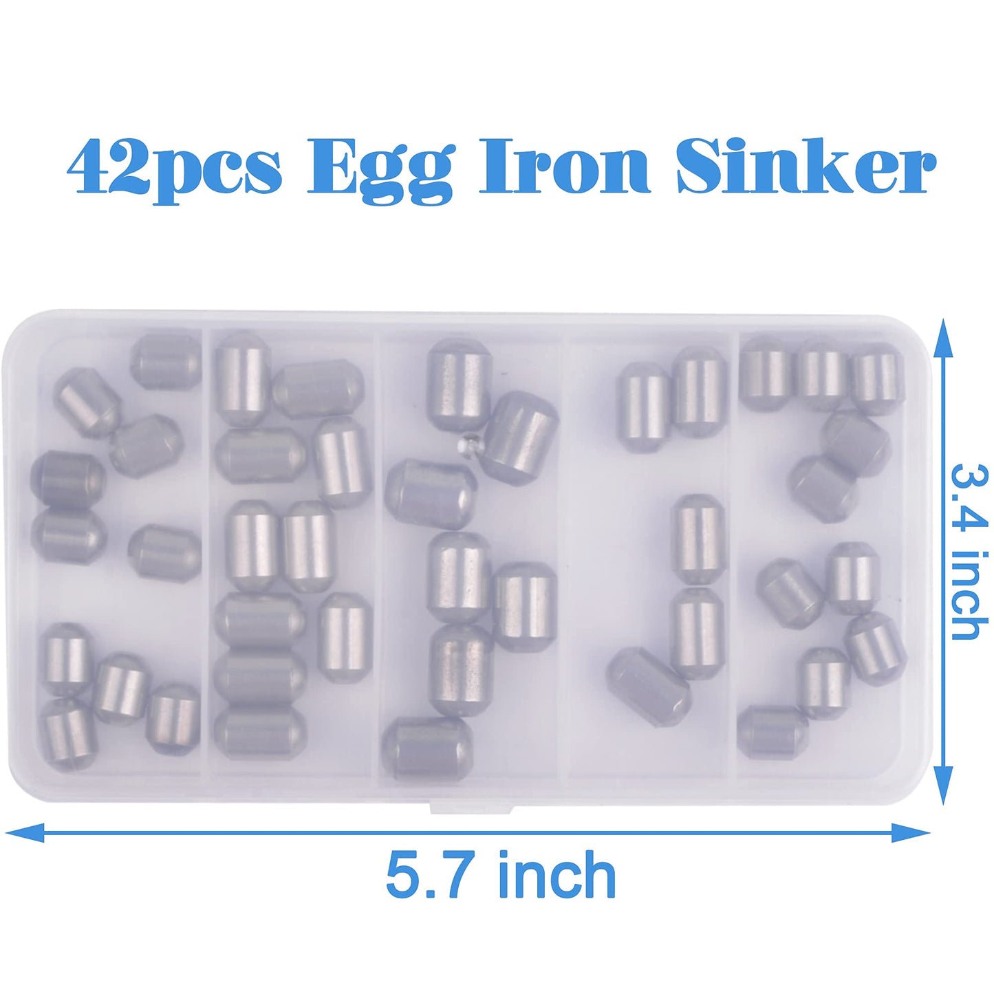 Fishing Weights Egg Sinkers Kit,42pcs Lead Free Fishing Weights Slip Sinkers for Fishing Lines Steel Barrel Weights for Freshwater Saltwater Bass Trout Walleye Fishing